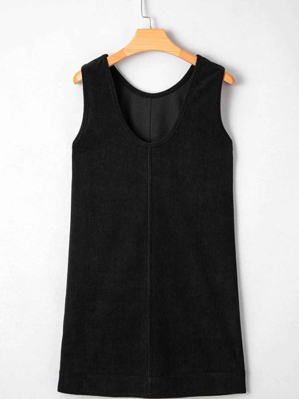 Corduroy Sleeveless Mini Dress with Patched Pockets