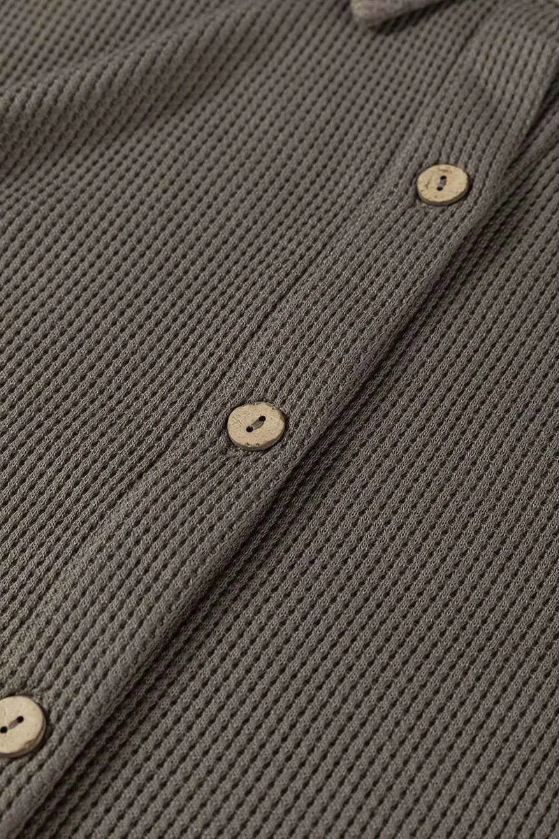 Waffle Knit Shirt Tunic Dress