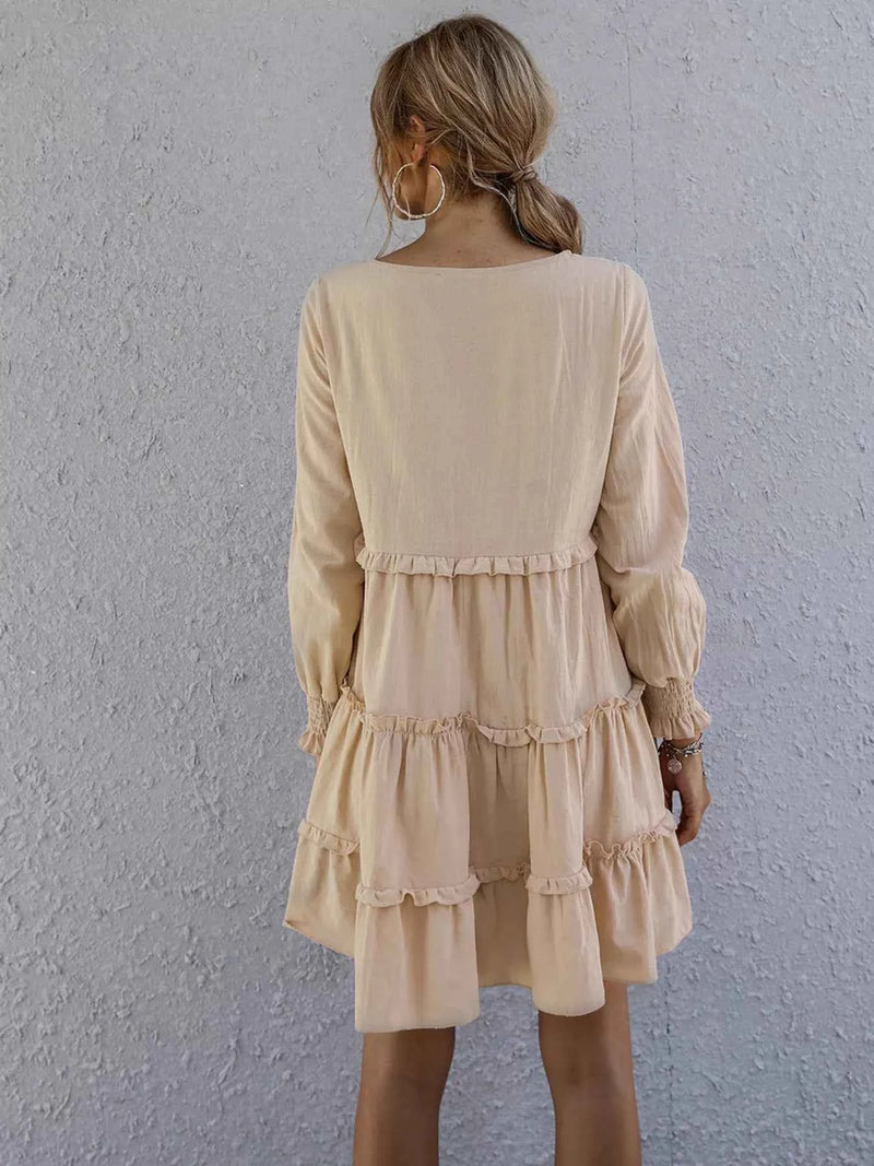 Ruffle Tiered Long Sleeve Mini Dress