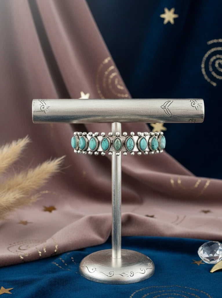 Turquoise Alloy Open Bracelet - Velvet Stardust Co.