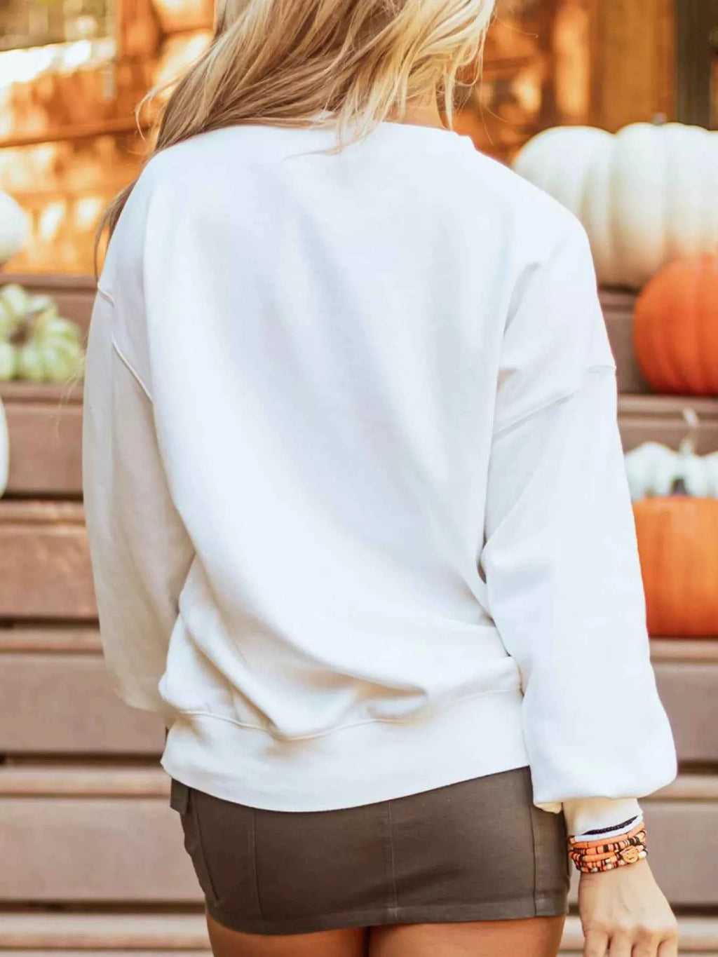 Halloween Pumpkin Patched Pattern Long Sleeve Sweatshirt - Velvet Stardust Co.