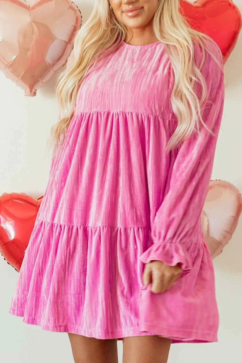 Tiered Flounce Sleeve Mini Dress - Velvet Stardust Co.