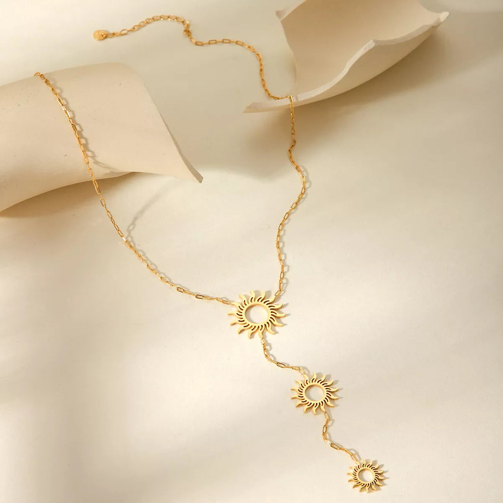 18K Gold-Plated Sun Pendant Necklace - Velvet Stardust Co.