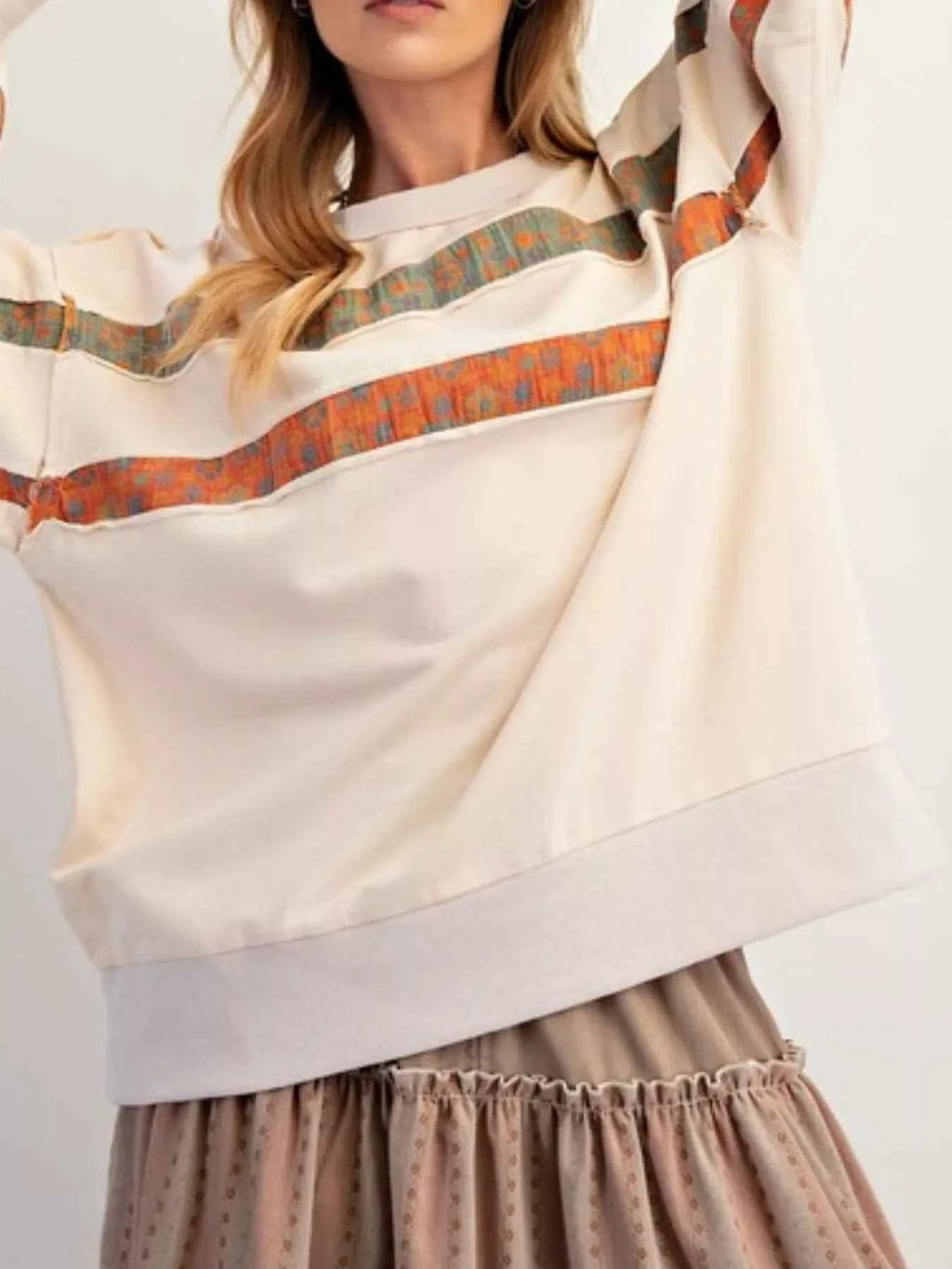 Bohemian Striped Oversized Sweatshirt - Velvet Stardust Co.