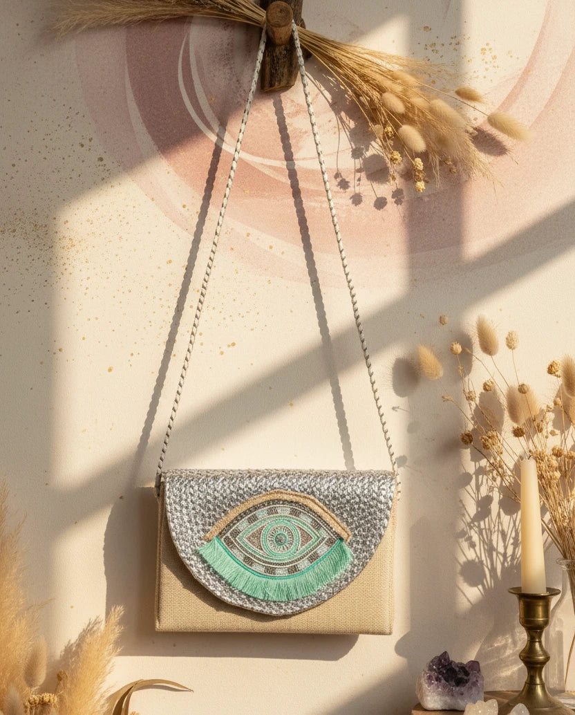 Fame Boho Beaded Eye Pattern Envelope Bag - Velvet Stardust Co. - Velvet Stardust Co.