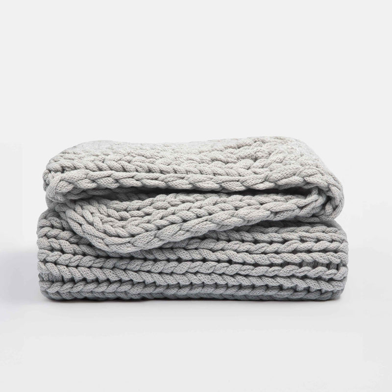 Comfort Canopy™ Chunky Hand-Knit Throw Blanket – Eucalyptus Green (Soft Acrylic)