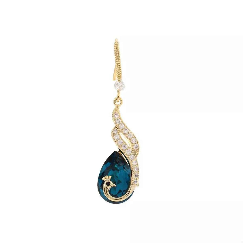 18K Gold-Plated Peacock Teardrop Earrings - Velvet Stardust Co.