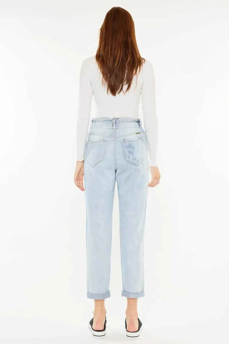 Kancan Open Pack Paperbag Mom Jeans - Velvet Stardust Co.