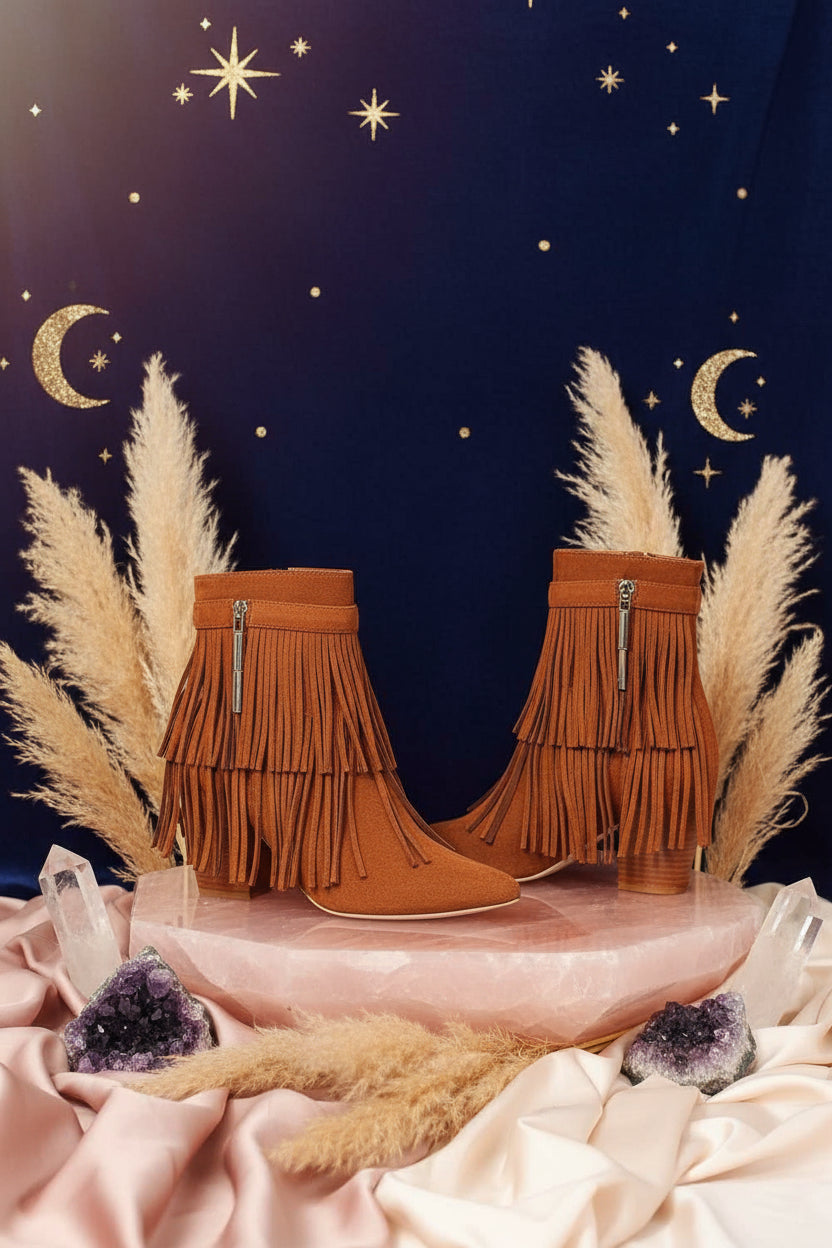 Legend Women's Tassel Wedge Heel Ankle Booties