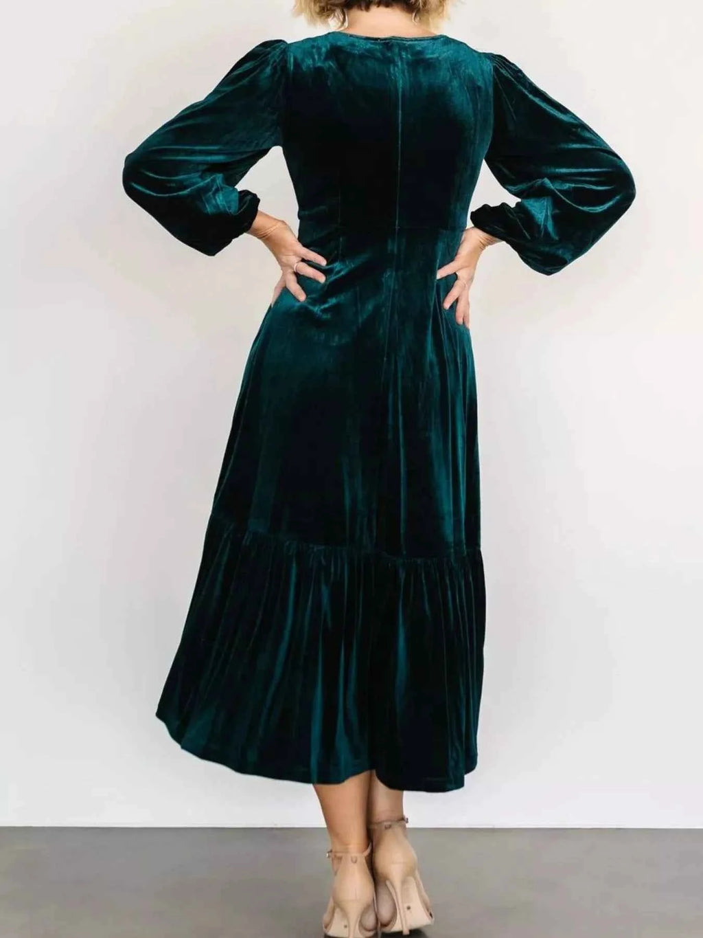 Velvet Tiered Long Sleeve Midi Dress - Velvet Stardust Co. - Velvet Stardust Co.