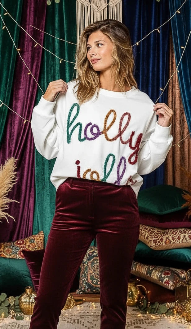 BiBi Holly Jolly Christmas French Terry Sweatshirt